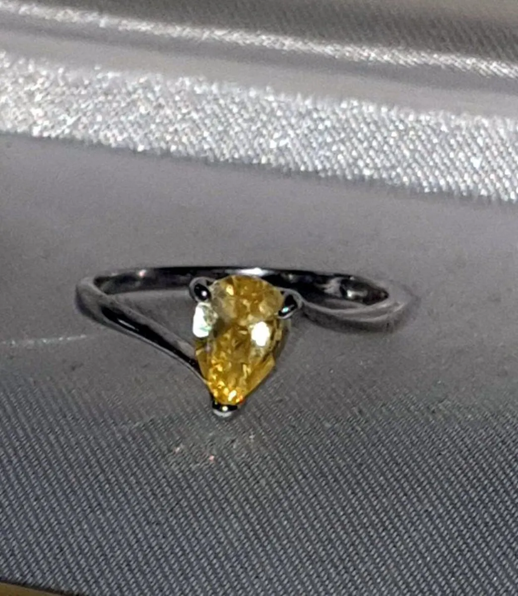 Vintage Hallmarked Silver Citrine Solitaire 'L/6' - Image 1