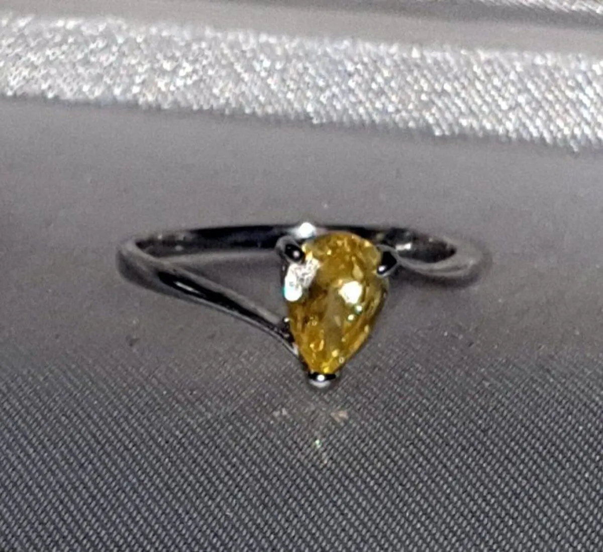 Vintage Hallmarked Silver Citrine Solitaire 'L/6' - Image 2