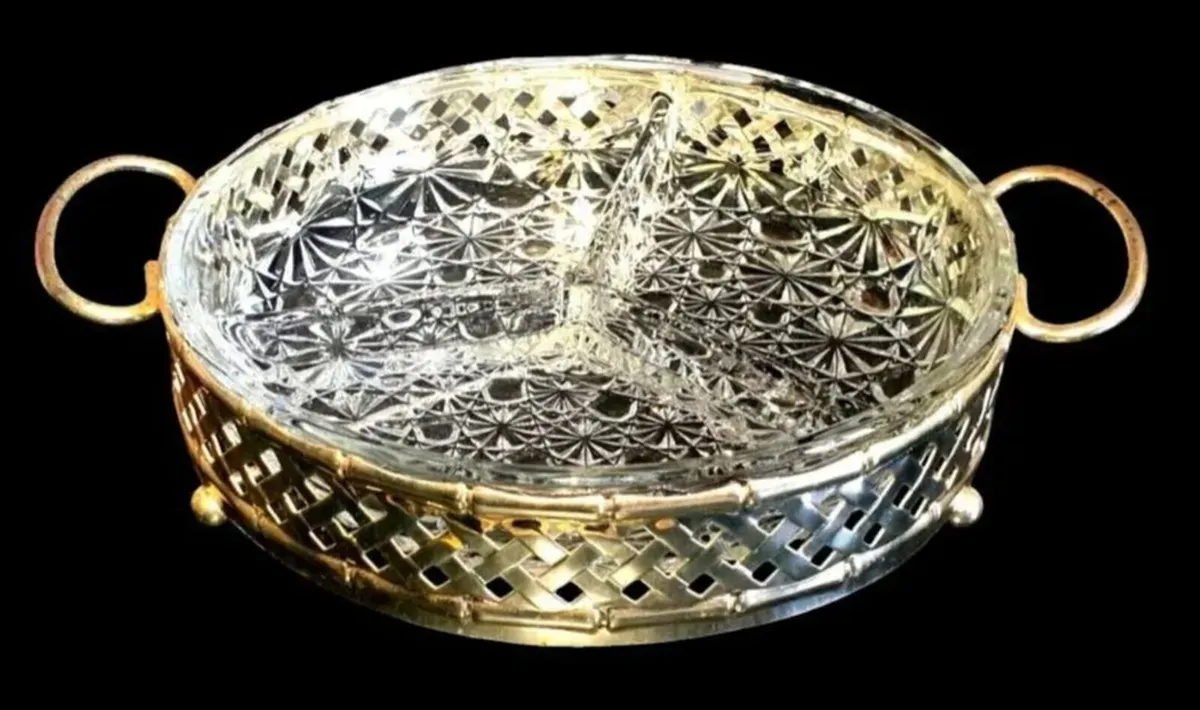 Vintage Phoenicia Crystal Relish Dish & Stand - Image 1