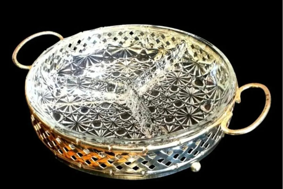 Vintage Phoenicia Crystal Relish Dish & Stand - Image 2