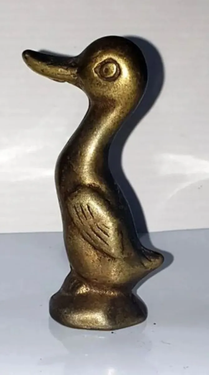 Vintage Solid Brass Duck Figurine - Image 1