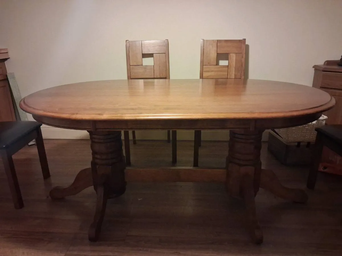 Wooden table with six chairs - Image 3