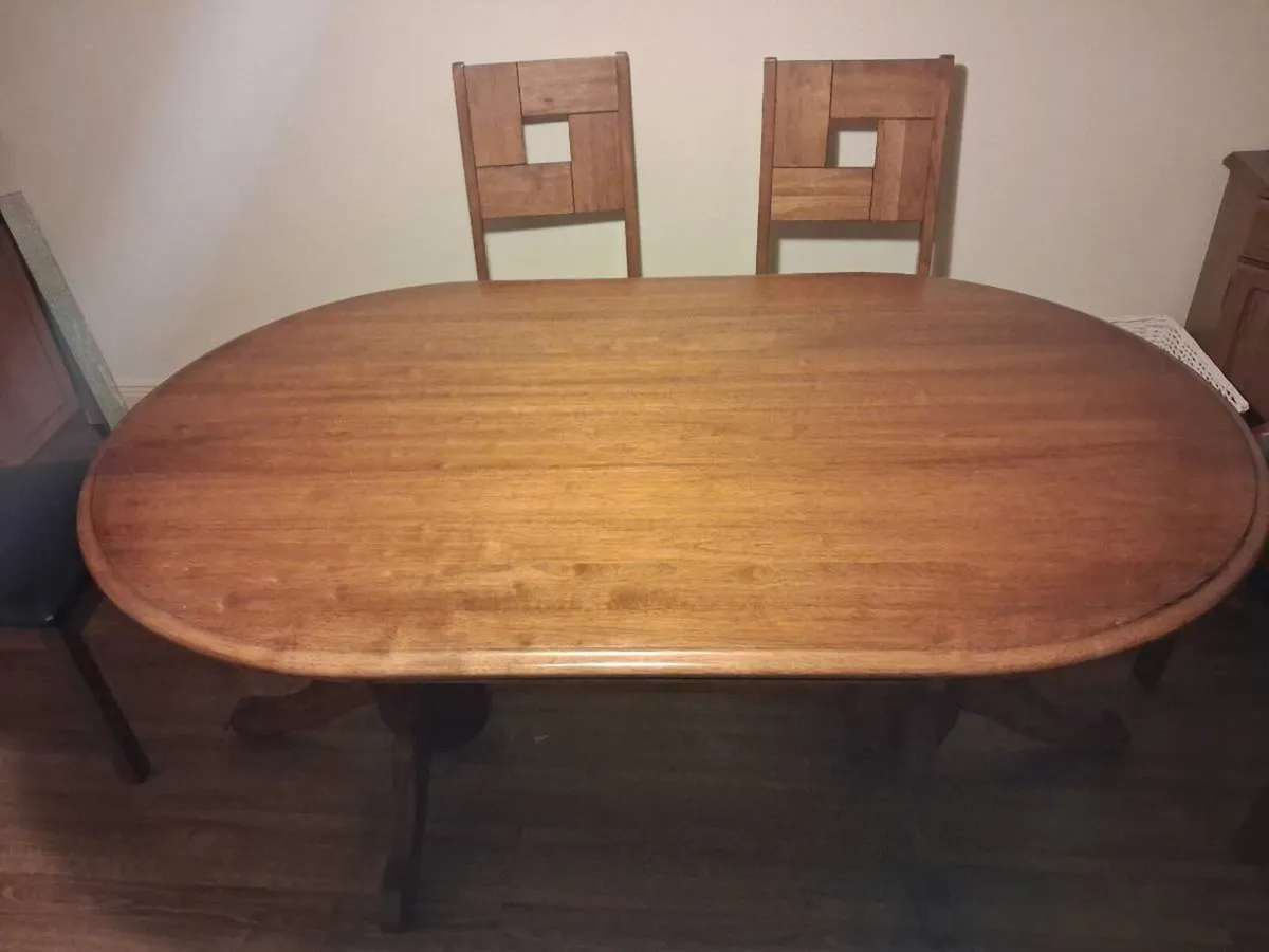 Wooden table with six chairs - Image 4