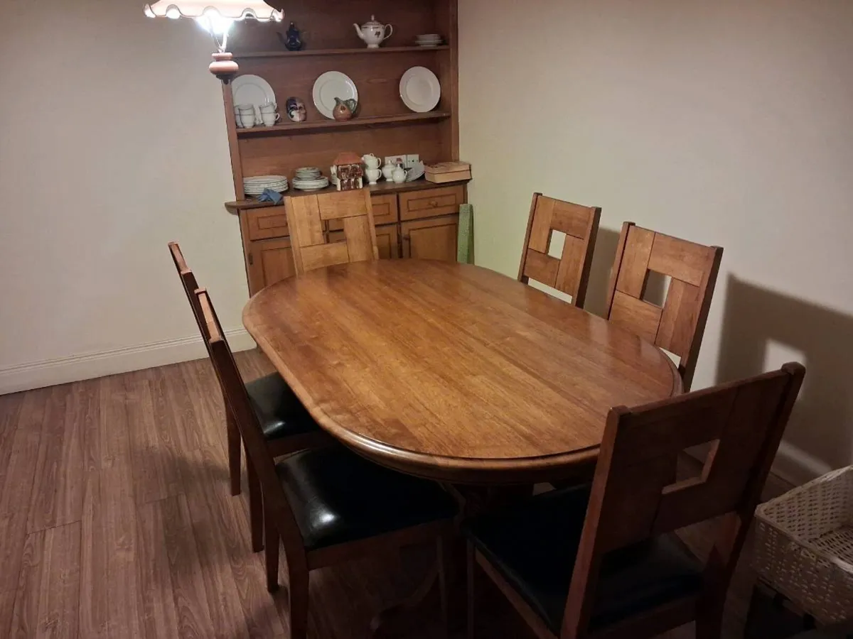 Wooden table with six chairs - Image 2