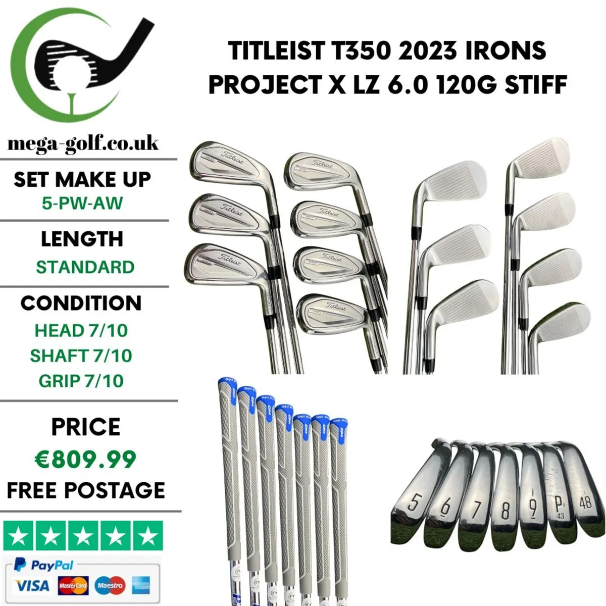 Titleist T350 2023 Irons / 5-Pw-Aw / Stiff - Image 1