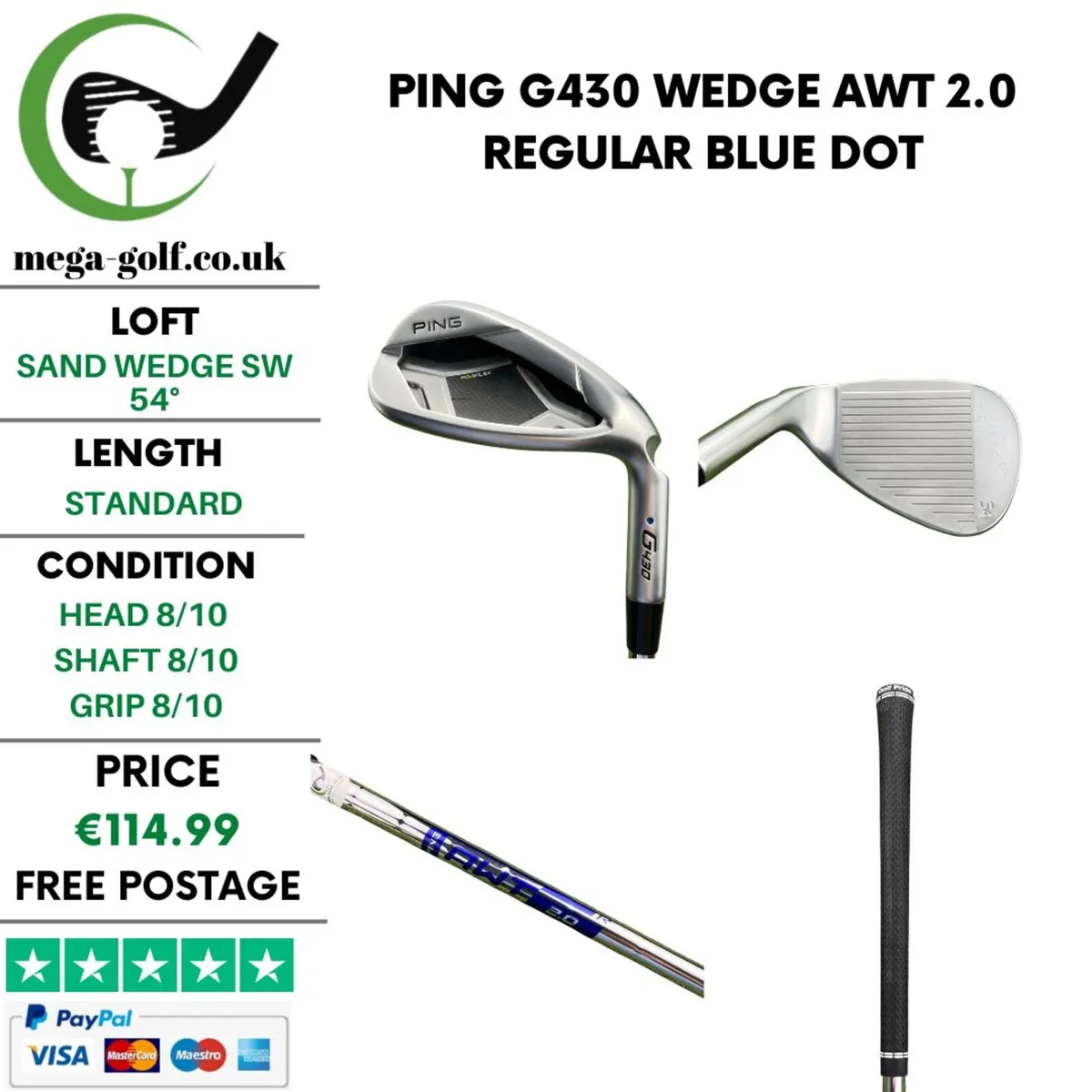 Ping G430 Wedge Sw 54° / Awt 2.0 Regular /Blue Dot - Image 1