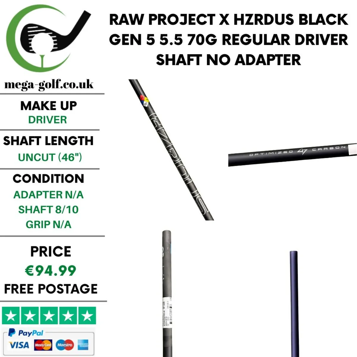 Raw Project X Hzrdus Black Gen 5 5.5 70G Regular - Image 1