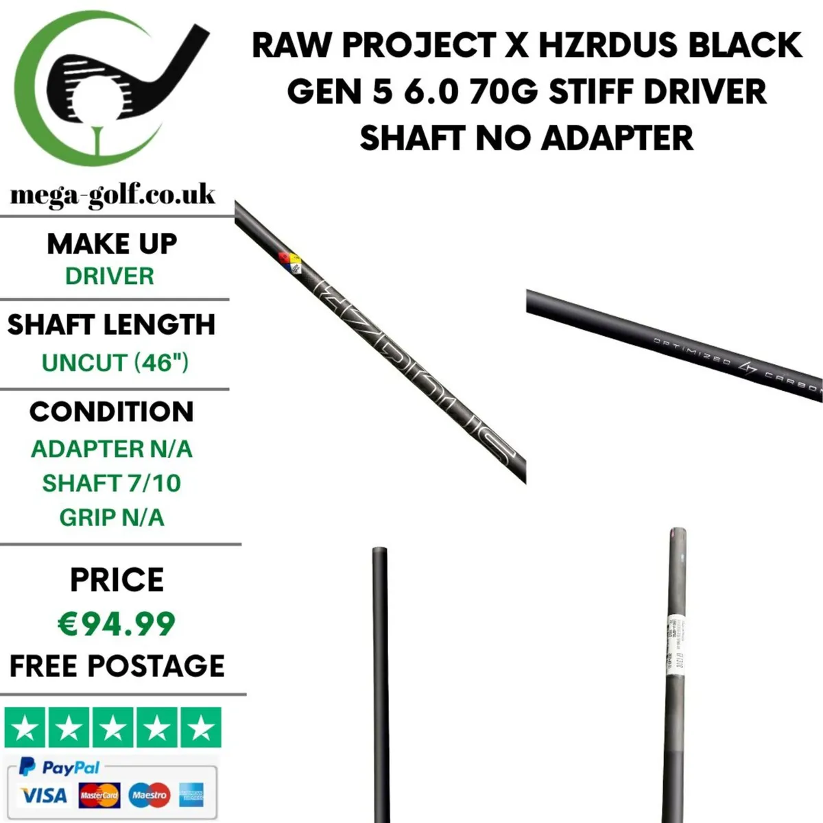 Raw Project X Hzrdus Black Gen 5 6.0 70G Stiff - Image 1