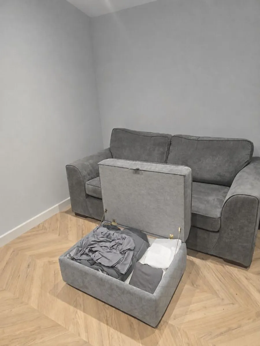 DFS Orka 2 Seater Sofa Bed & Storage Footstool - Image 2