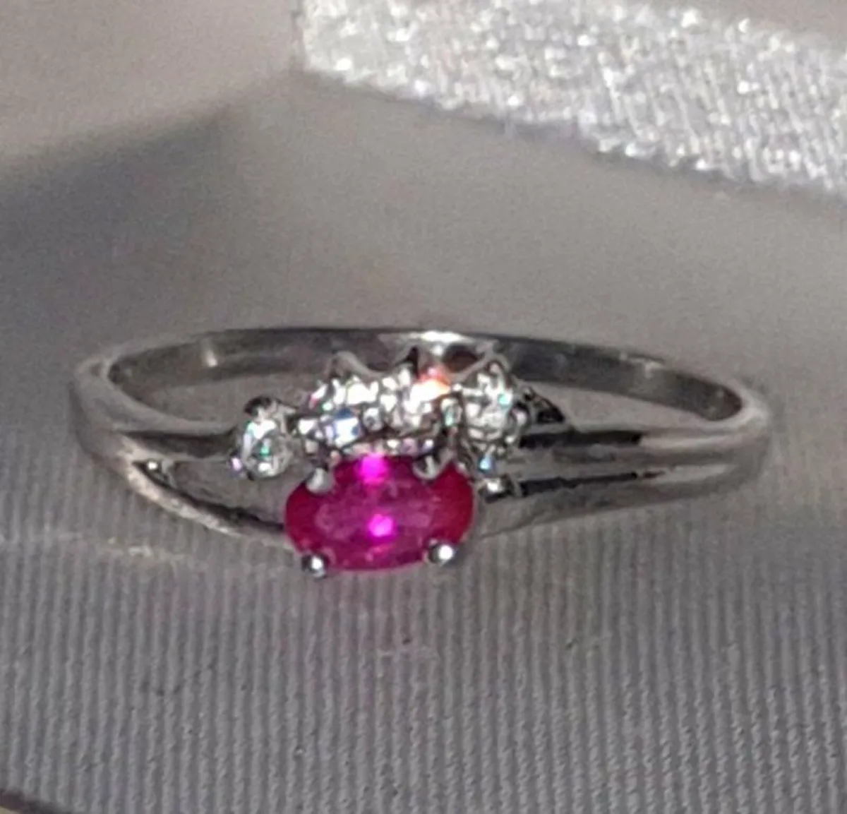 Vintage Gold Vermeil Rose & White Sapphire Ring - Image 2