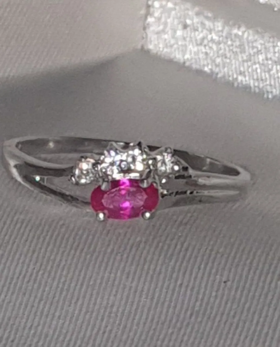 Vintage Gold Vermeil Rose & White Sapphire Ring - Image 3