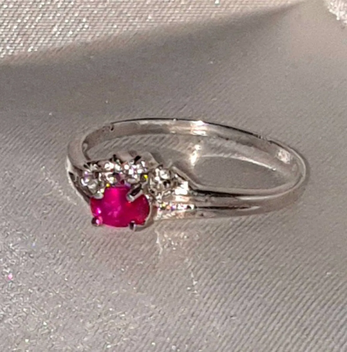 Vintage Gold Vermeil Rose & White Sapphire Ring - Image 4