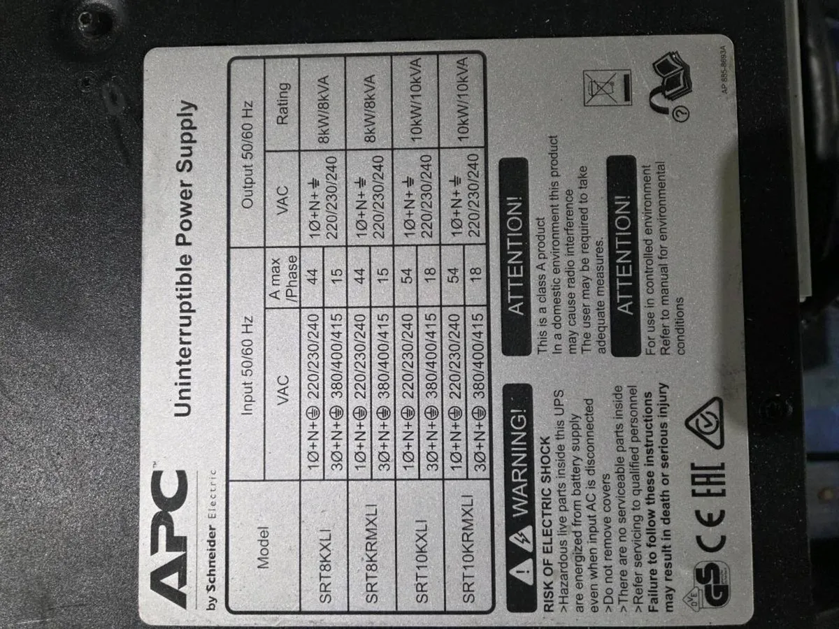 APC Smart-UPS On-Line 8000VA (8kW) 6U Rackmount – - Image 1