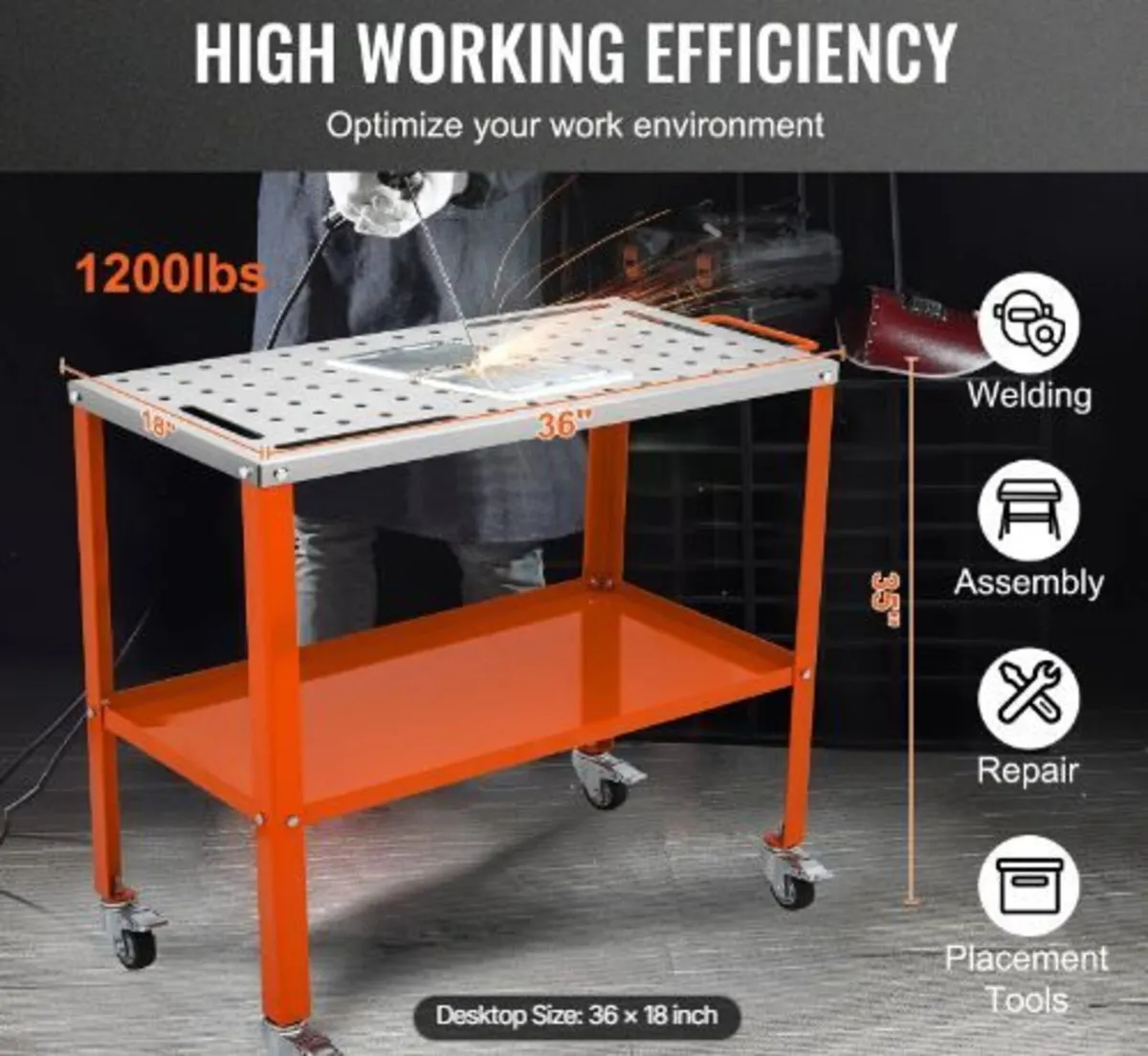 Welding Table 91.4 cm x 45.7 cm, 544 kg - Image 3