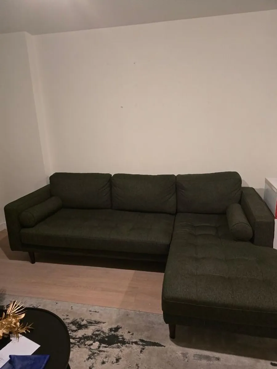 EZ Living Cooper Corner Sofa Moss Green Nearly New - Image 2