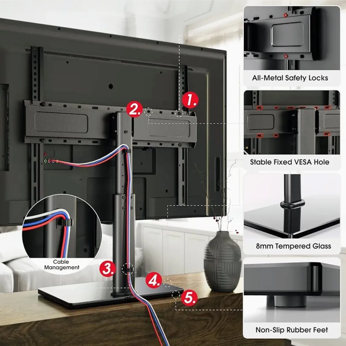 AOKCOS Table Top TV Stand and Accessories. - Image 1