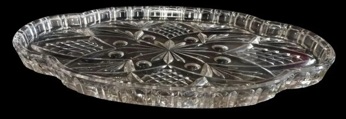 Vintage Cut Glass Serving Platter / Vanity Tray - Image 2