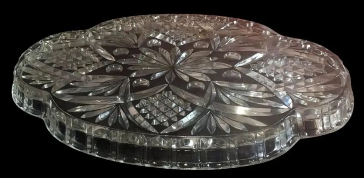Vintage Cut Glass Serving Platter / Vanity Tray - Image 4