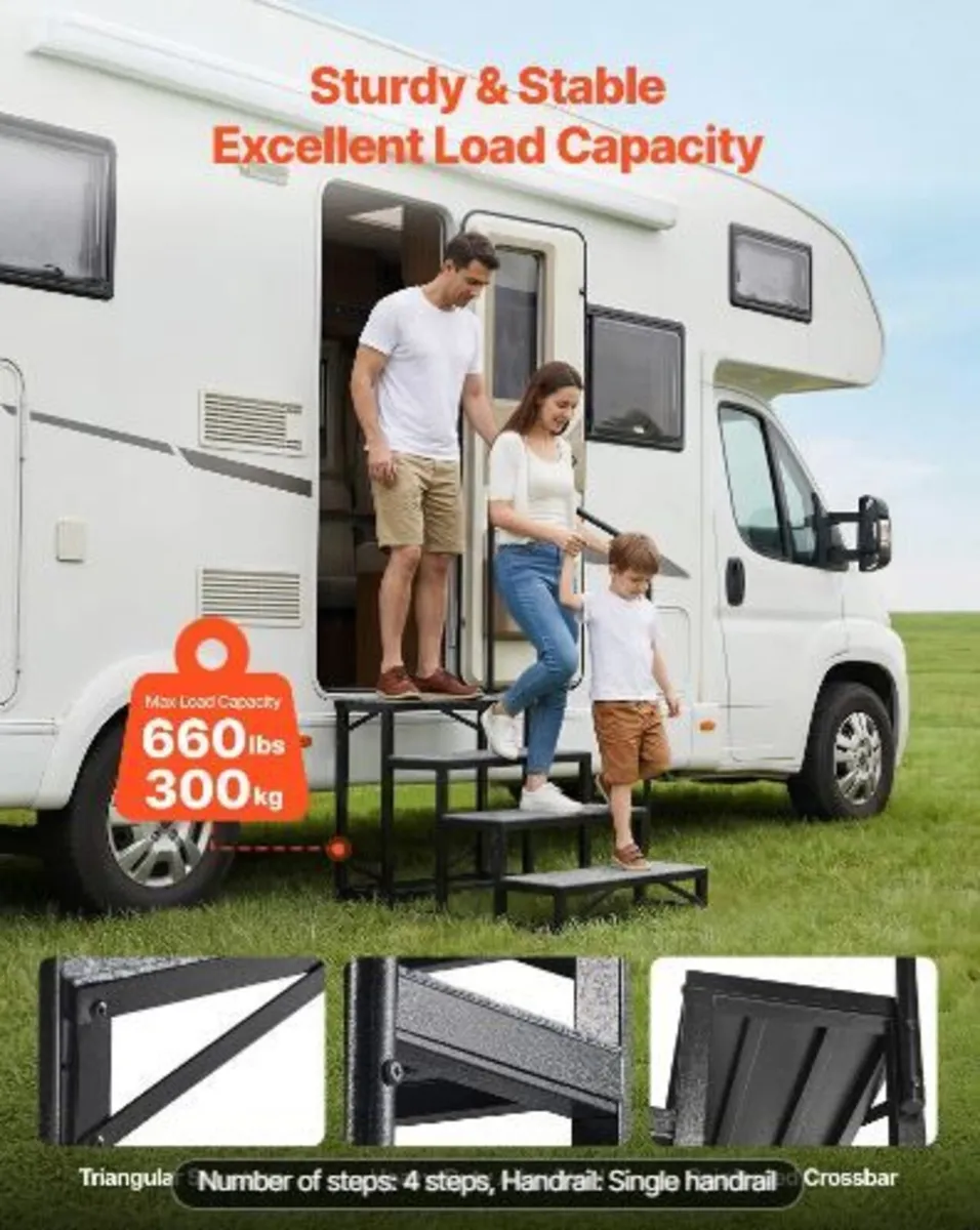 RV Steps with Handrail, 4 Steps, 300 kg Load - Image 2