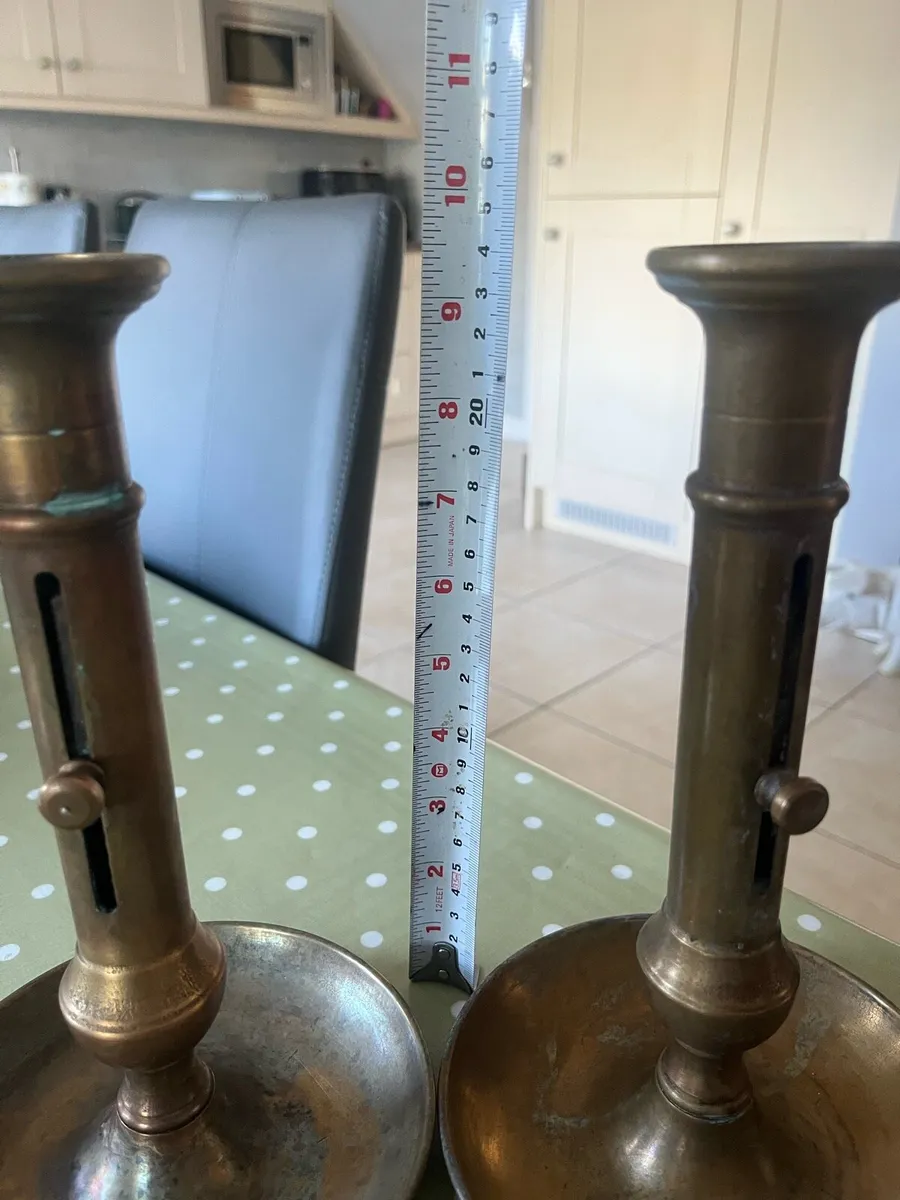Antique Brass Candlesticks - Image 3