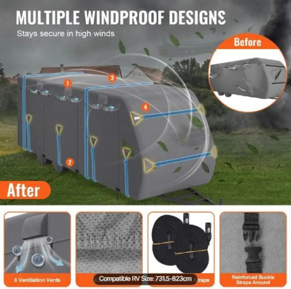 Trailer Travel RV Cover 731.5-823 cm - Image 3