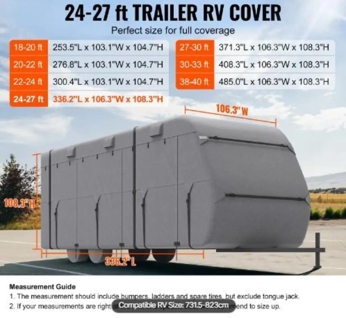Trailer Travel RV Cover 731.5-823 cm - Image 1