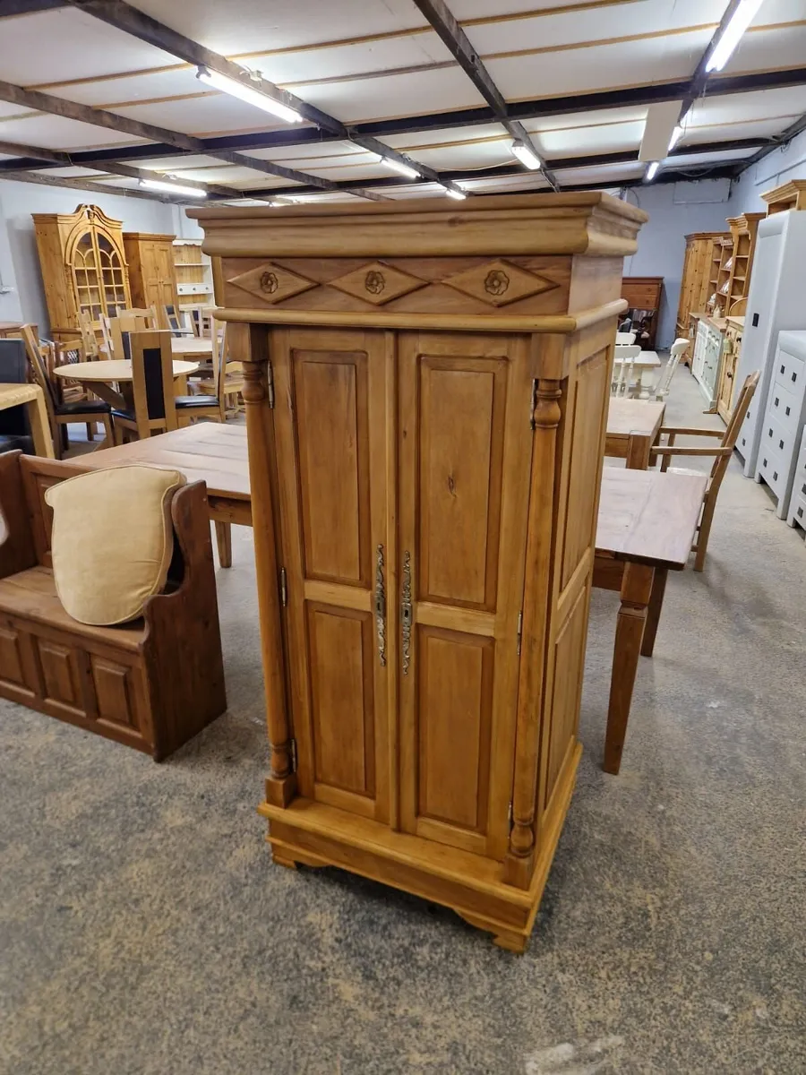 Vintage pine wardrobe - Image 3
