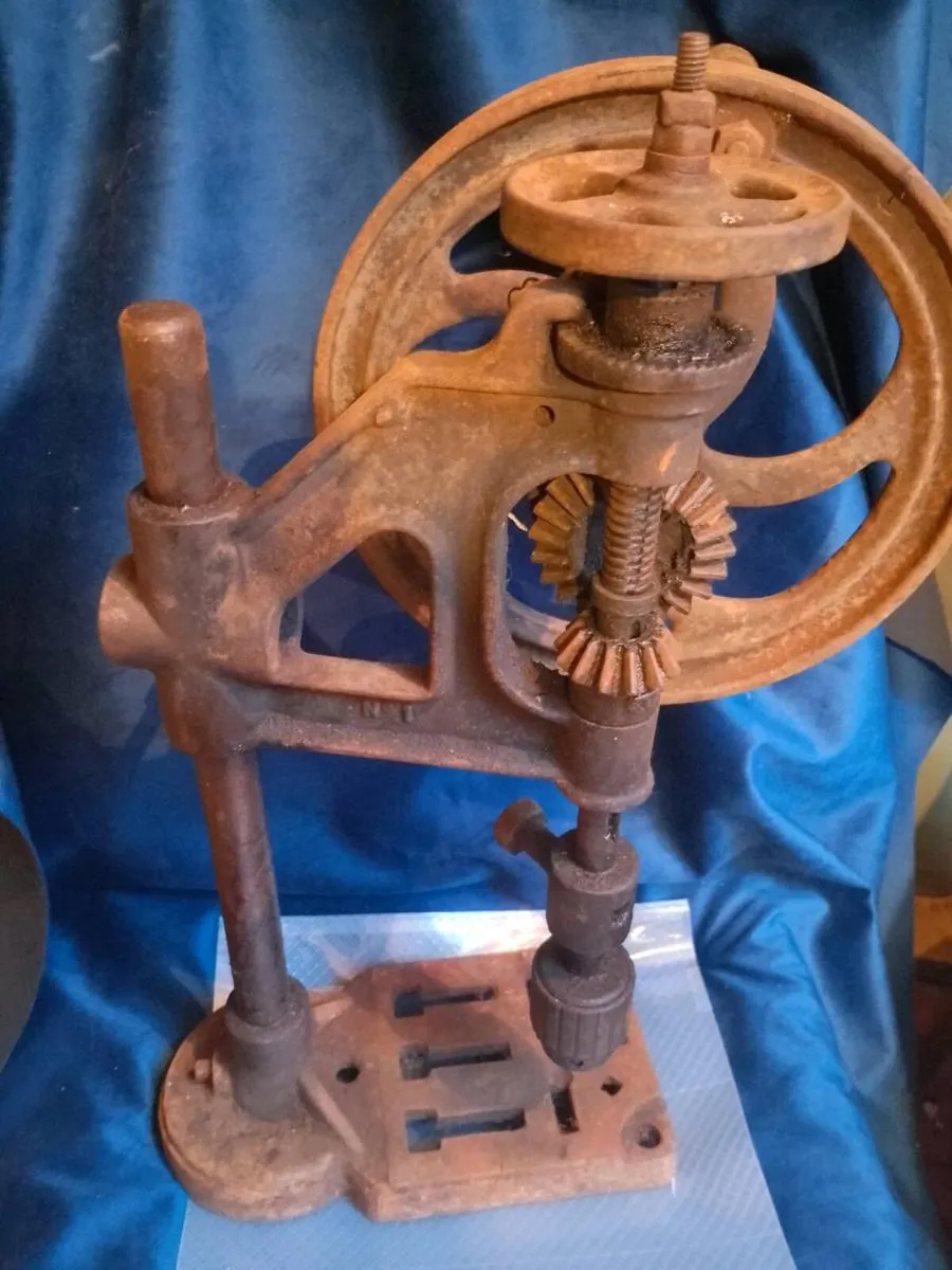 Antique Cast Iron Hand-Crank Pillar Drill / Bench - Image 1