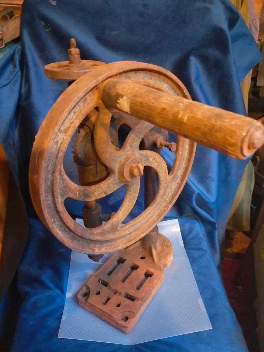 Antique Cast Iron Hand-Crank Pillar Drill / Bench - Image 2