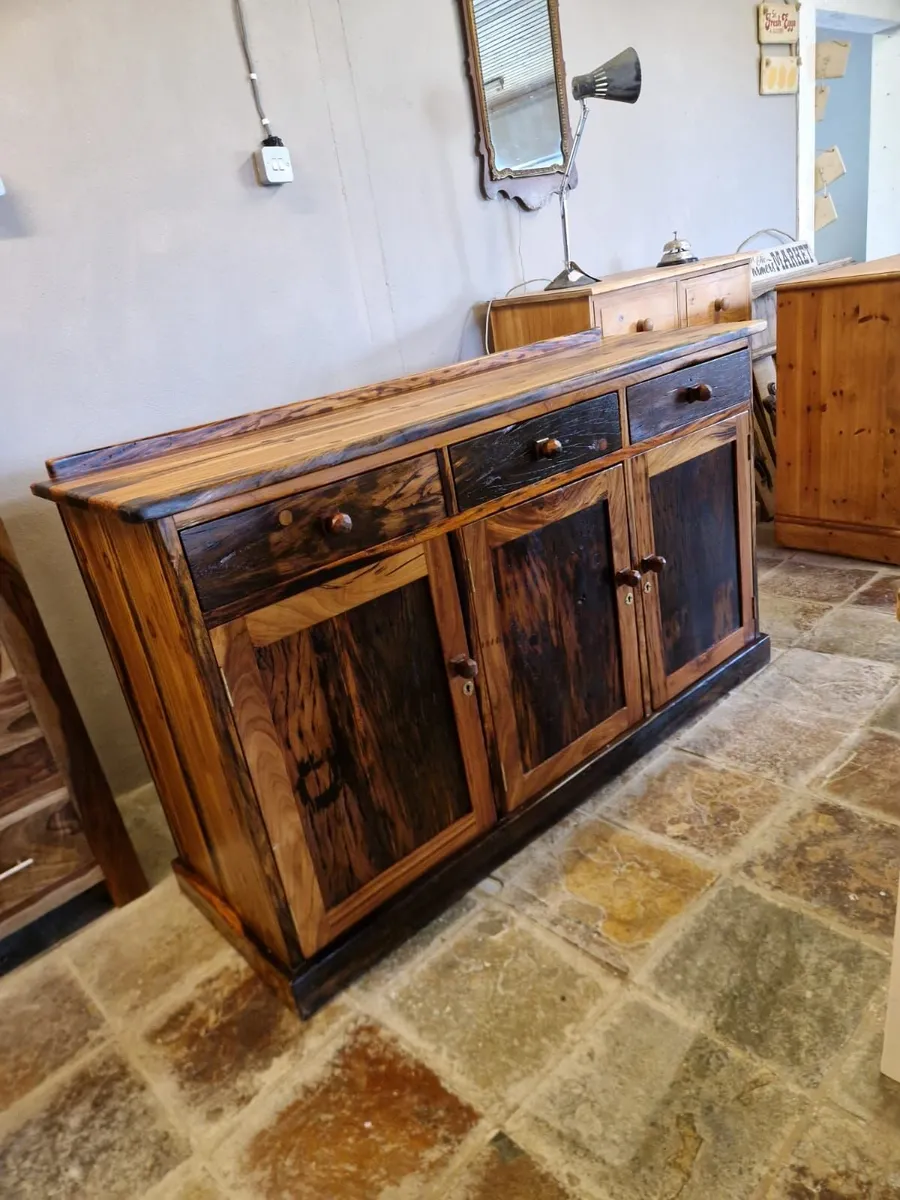Vintage acacia wood rustic sideboard - Image 1