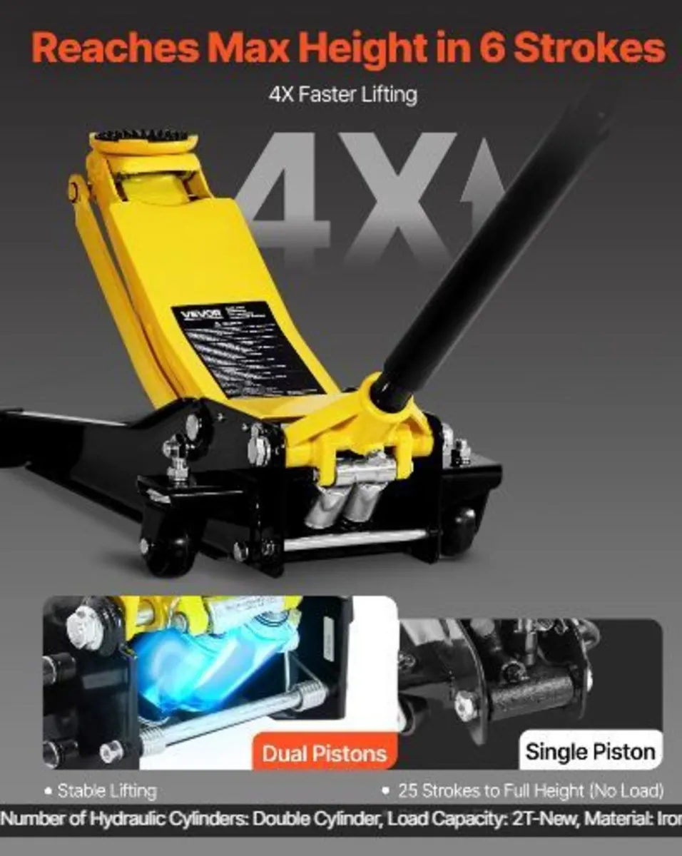 Low Profile Floor Jack, Max 2 Ton - Image 2