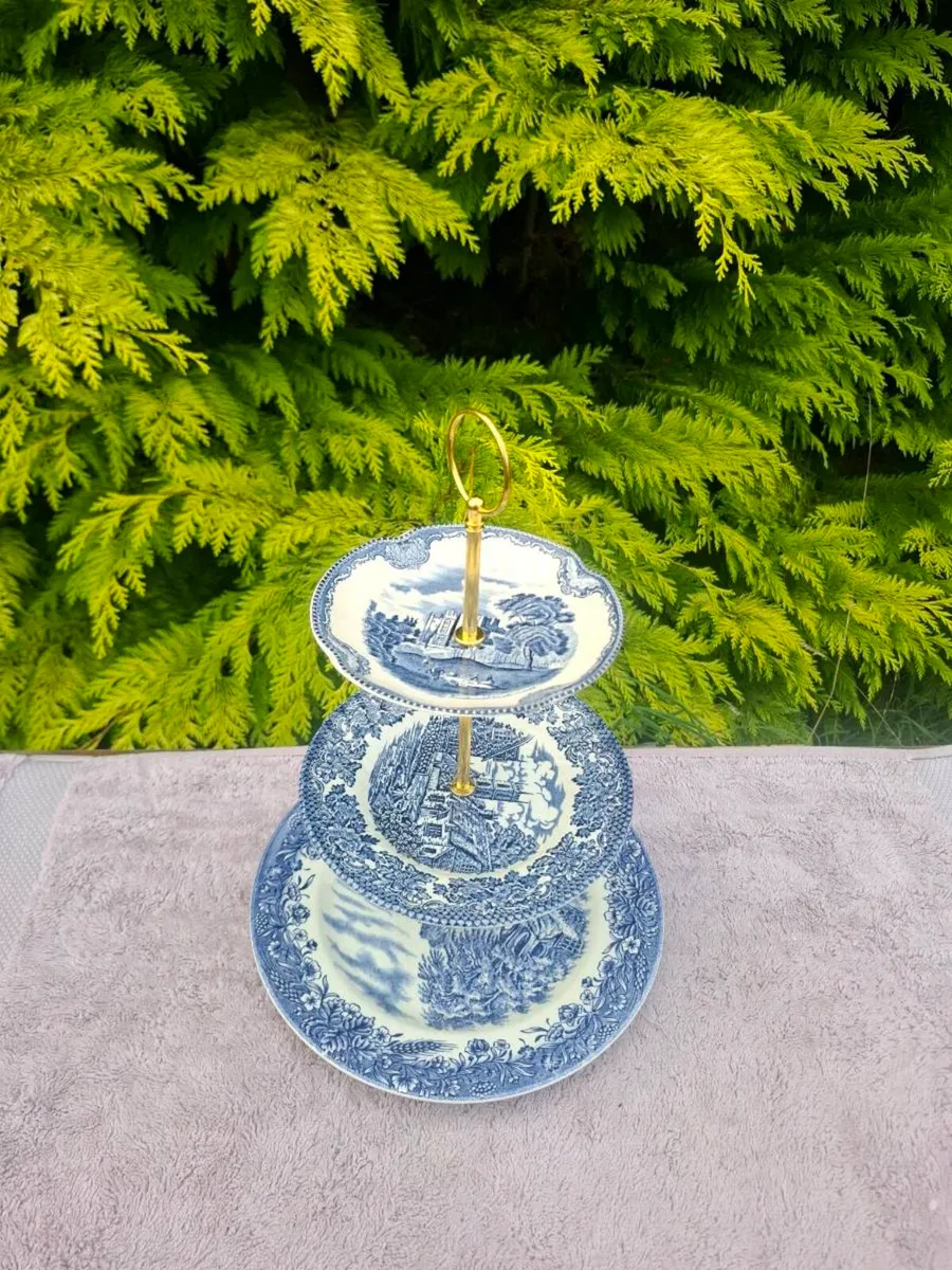 Blue handmade cake stand postage possible