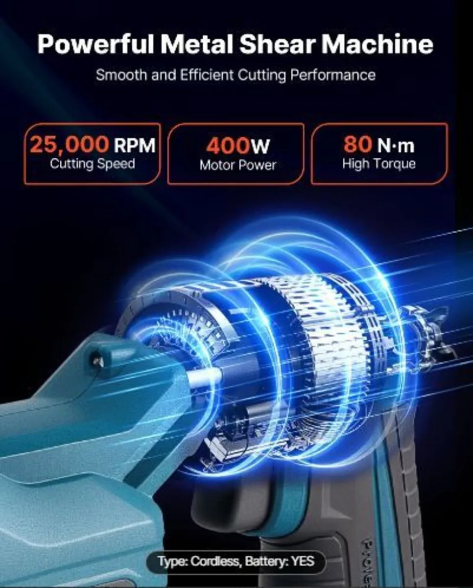 Metal Shear, Cordless Sheet Metal Cutter - Image 2