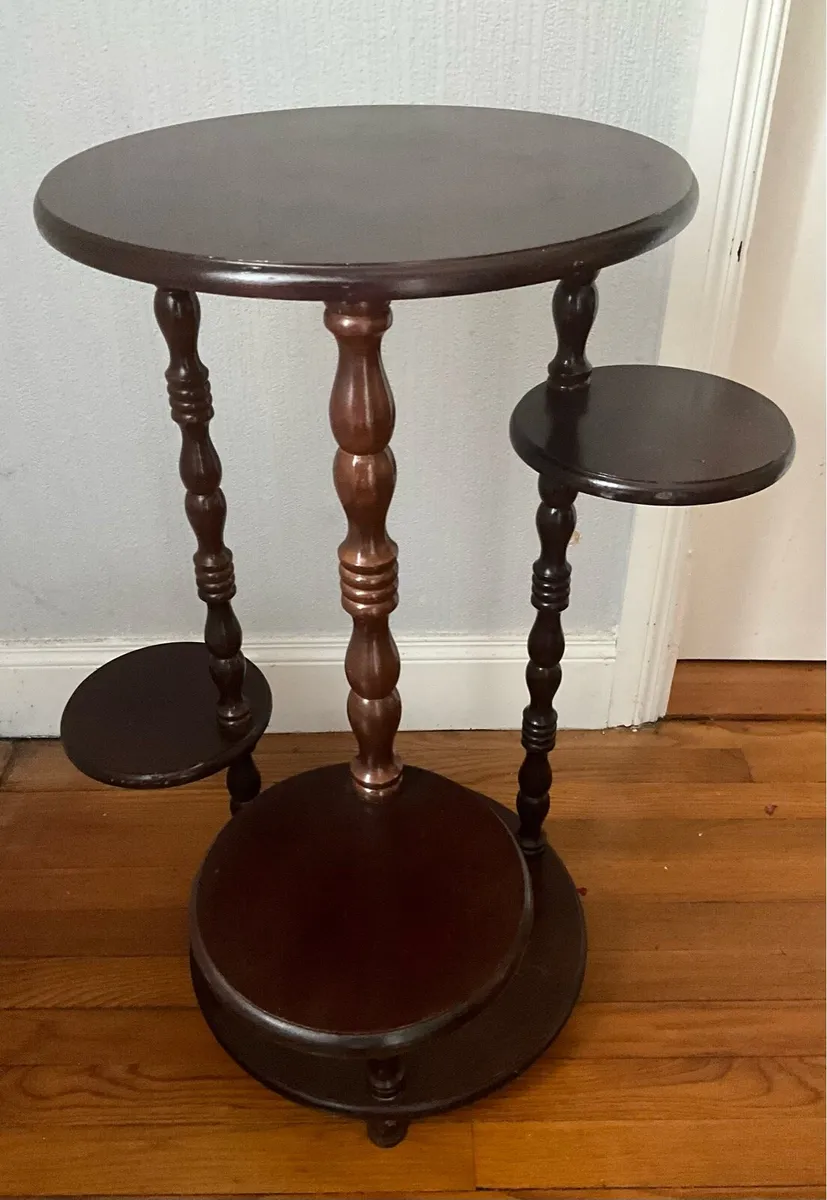 Vintage Tiered Mahogany Plant-Stand - Image 1