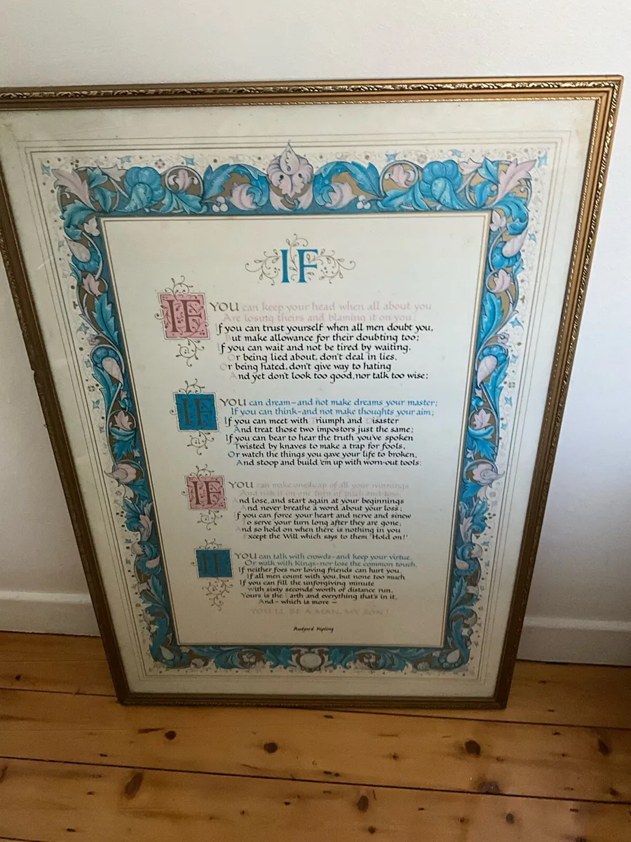 “IF” Rudyard Kipling Poem. Calligraphy Style Print - Image 1