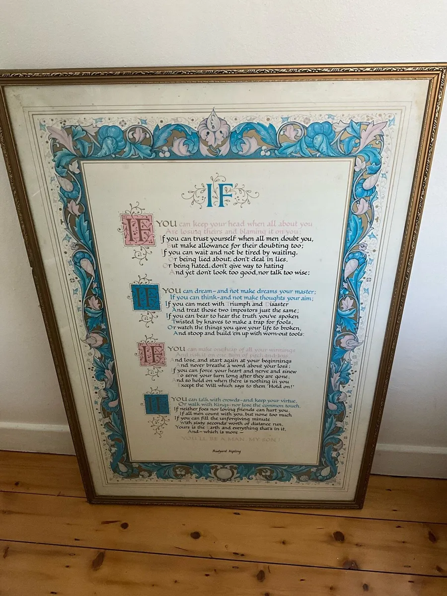 “IF” Rudyard Kipling Poem. Calligraphy Style Print - Image 2