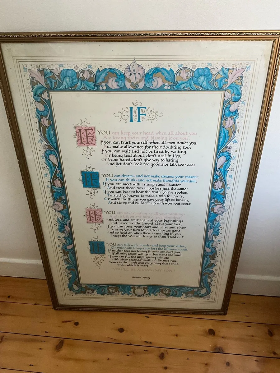 “IF” Rudyard Kipling Poem. Calligraphy Style Print - Image 3