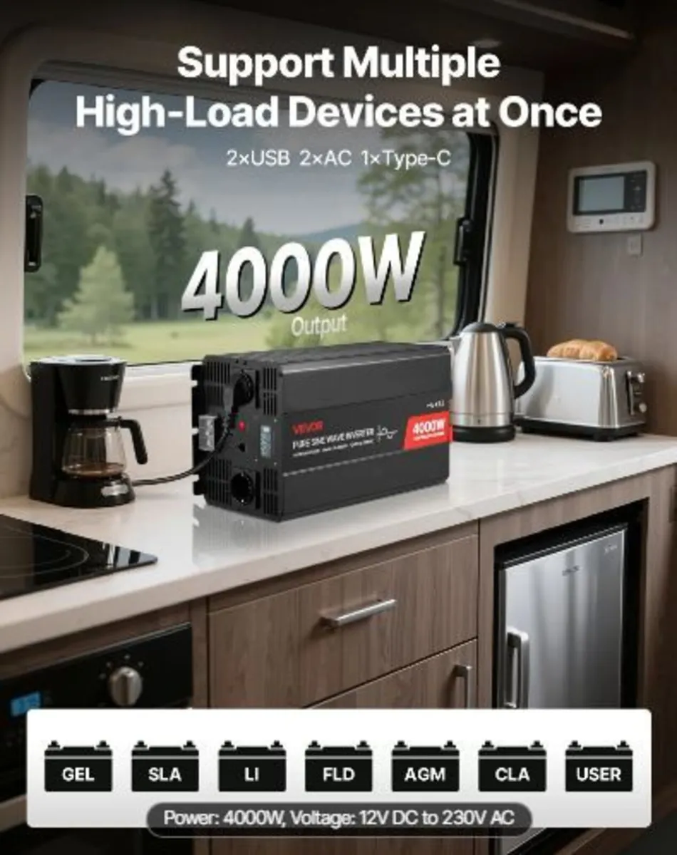 4000W Power Inverter, 12V DC to 230V - Image 3