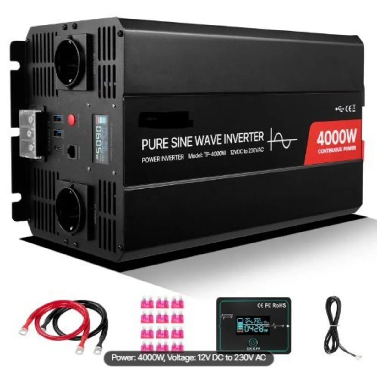 4000W Power Inverter, 12V DC to 230V - Image 4