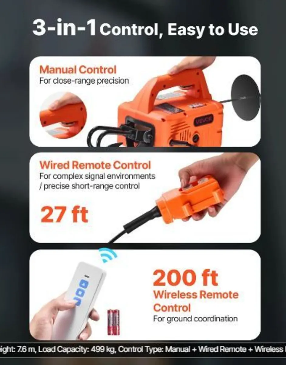 3-in-1 Electric Hoist Winch, 500 kg Capacity - Image 2
