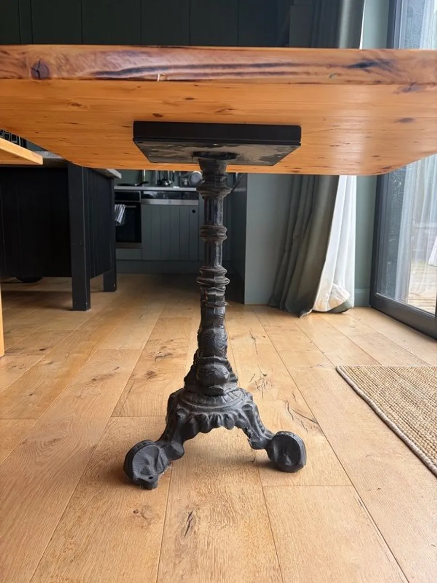 Solid Wood & Cast Iron Table - Reclaimed Sleeper Wood from Shelbourne Hotel, Dublin - Image 3