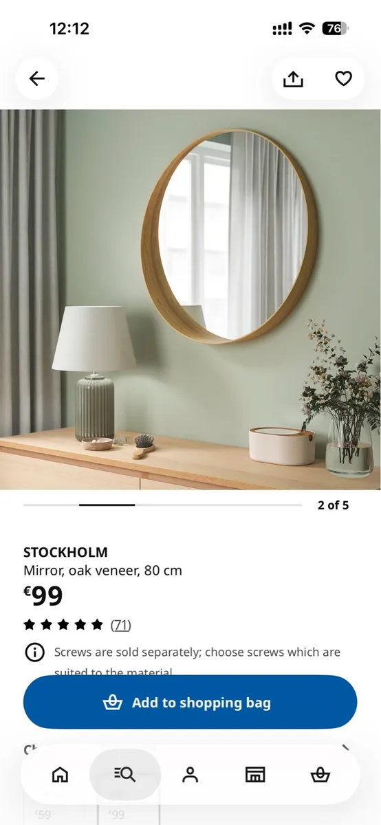 Ikea Stockholm Mirror Round Oak - Image 2