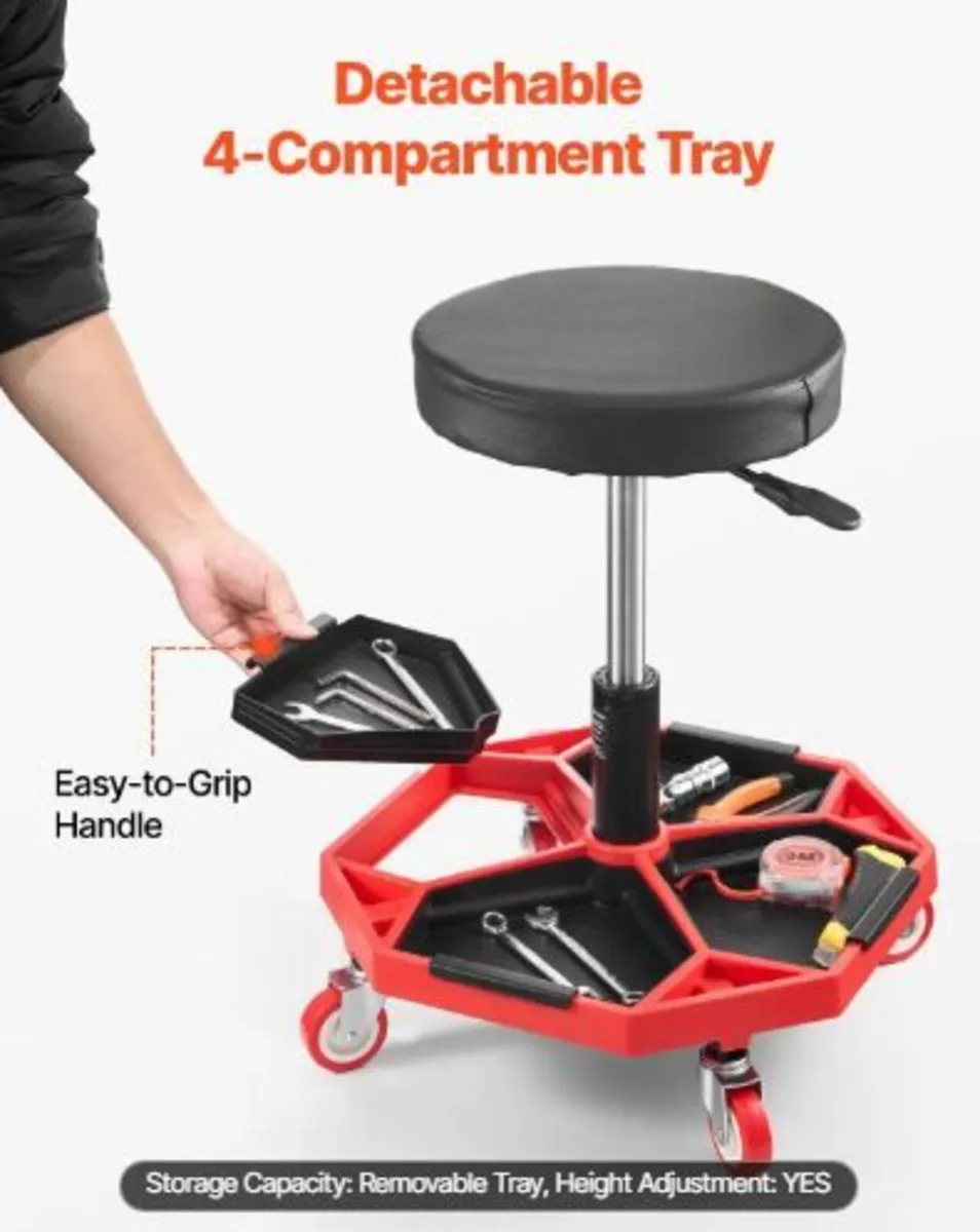 Rolling Mechanic Stool with Wheels - Image 4