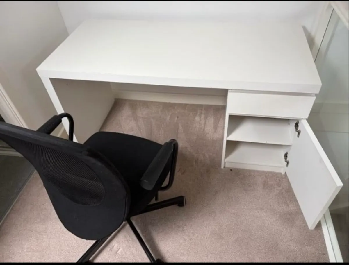White Desk With Drawers and Storage - Image 1