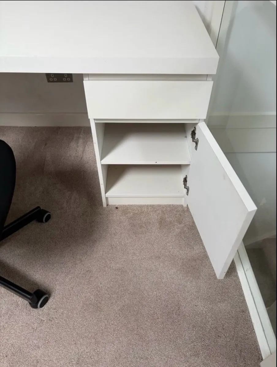 White Desk With Drawers and Storage - Image 3