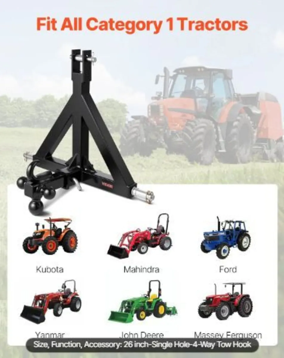 3 Point Trailer Hitch 2 in Receiver - Image 2