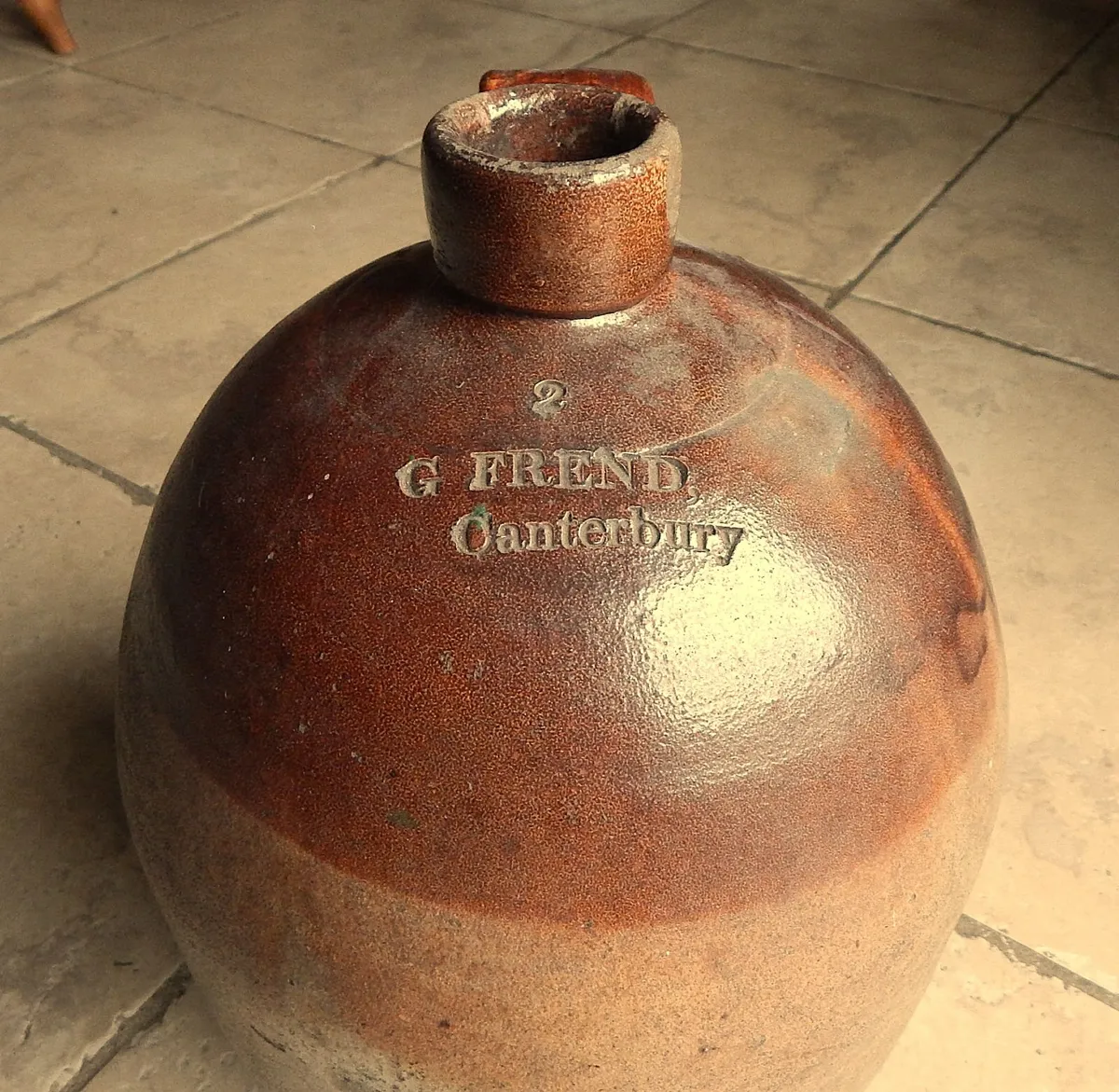 Large Vintage Stoneware 2 Gallon Jug by Frend Cant - Image 3