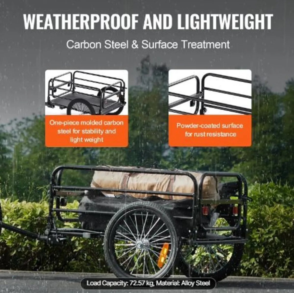 Bike Cargo Trailer, 72.5 kg Load Capacity - Image 3