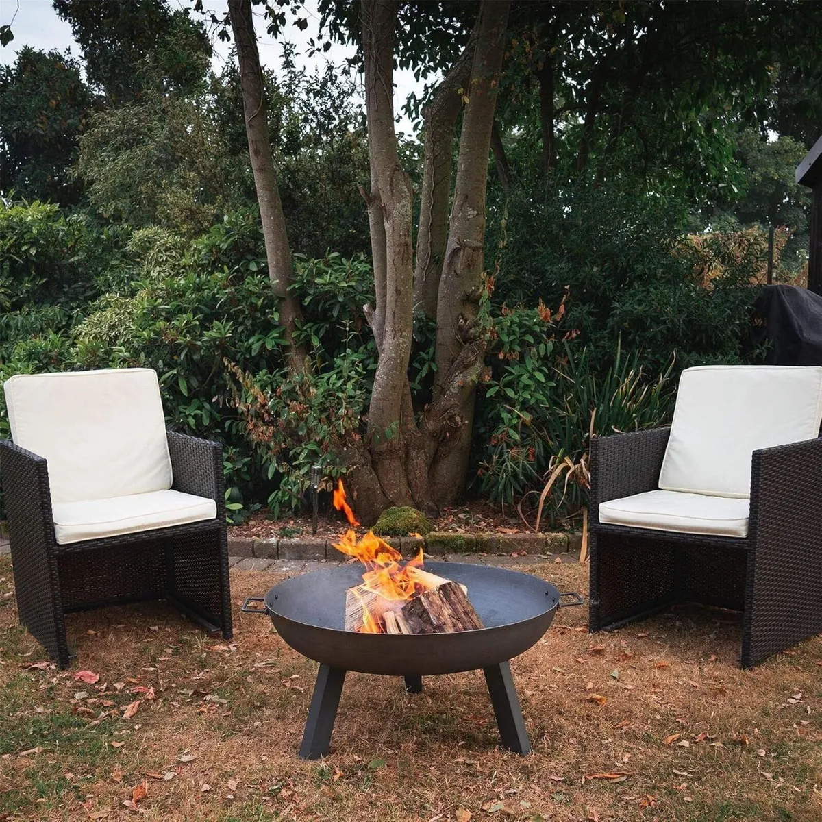 Raw Iron Garden Fire Pit Burner with Handles - Image 2