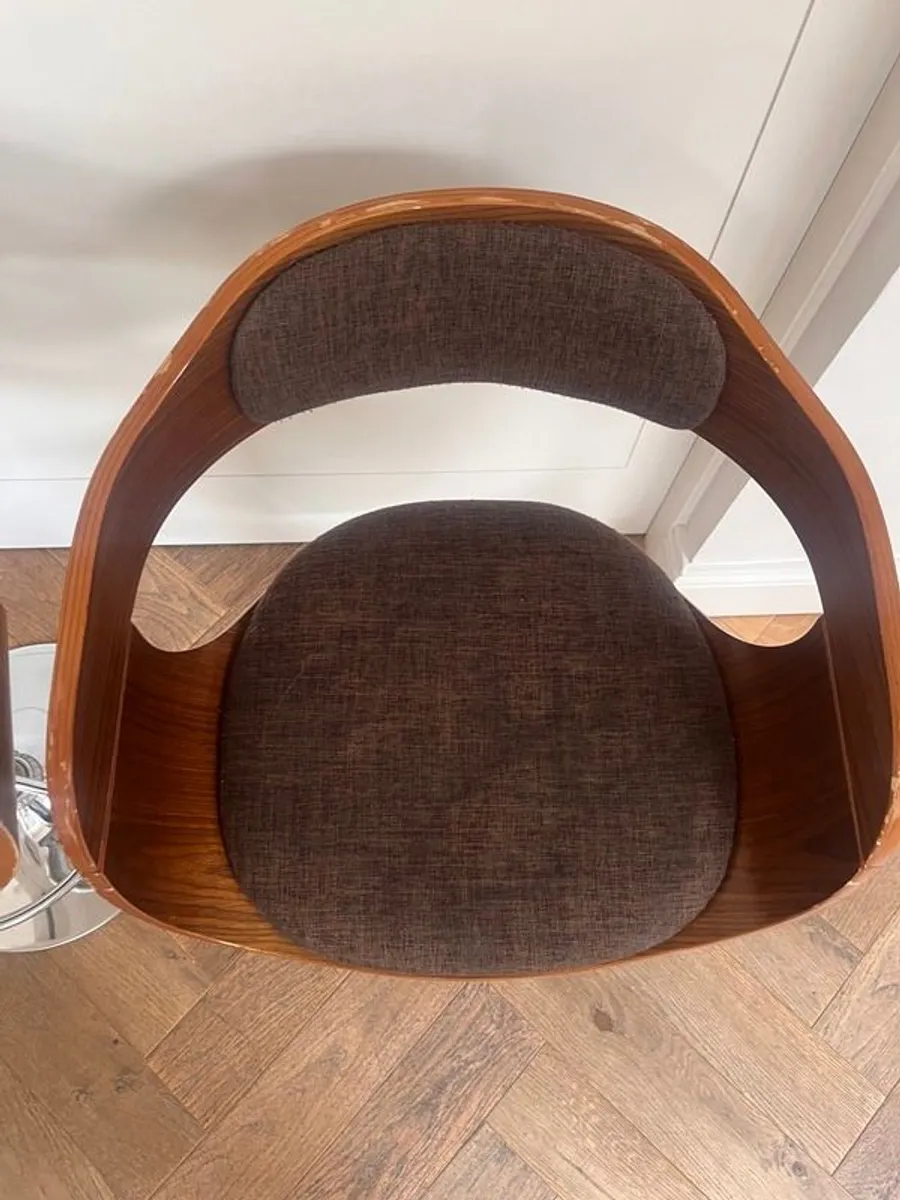 KARE Design Monaco Bar Stools, Pair, Walnut & Chrome, Adjustable - Image 3